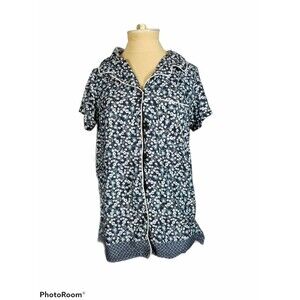 Pink Label Blue Pajama Set Floral 2 pieces. NWT size M